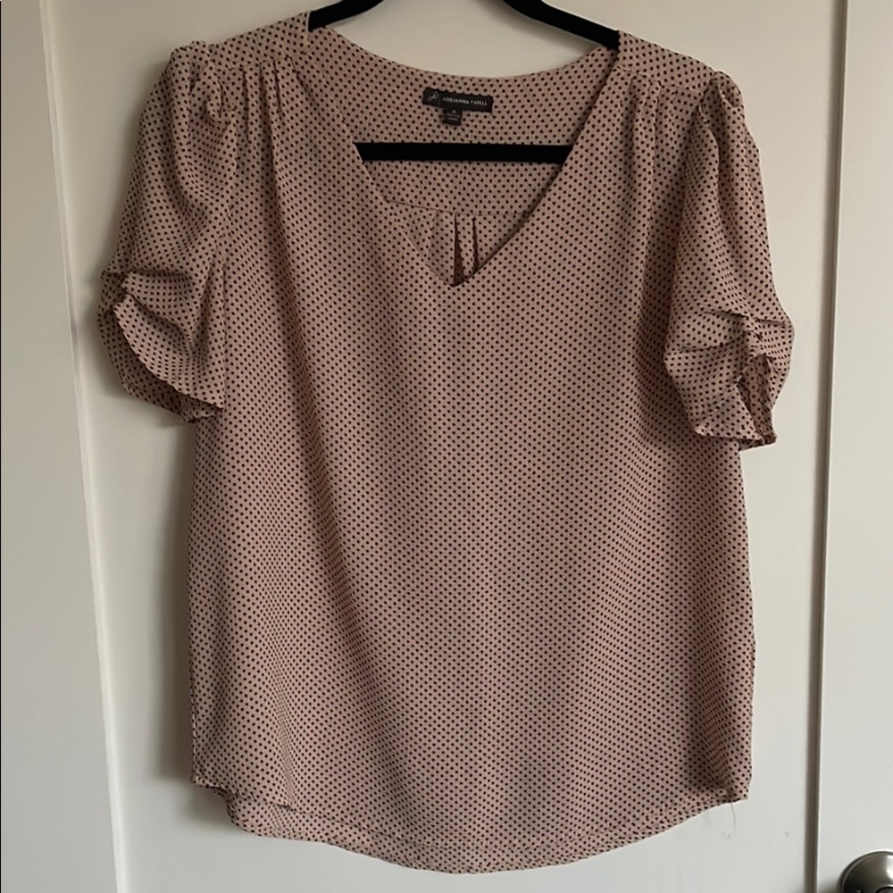 Adrianna Papell Pink and Purple Flutter Sleeve Blouse